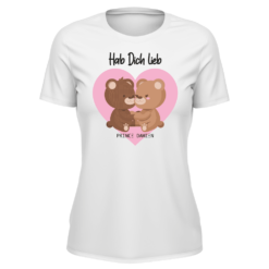 T-Shirt Women in Weiß - Ich hab dich lieb - Prince Damien - Bärchen mit Herzhintergrund