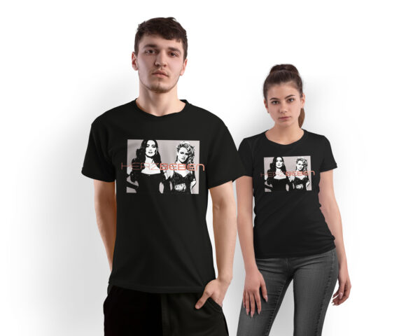 Herzbeben - T-Shirt in Schwarz - Unisex - Schwarz Weiß Foto auf Peach