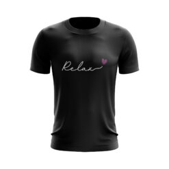 Relax Herz - Statement T-Shirt in Schwarz - Entspannungs-Shirt, Meditations-Shirt, Yoga entspannendes Shirt, Yoga-Grafik-T-Shirt