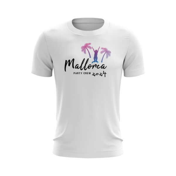 Mallorca Party Crew 2024 T-Shirt in Weiß Girls - Mädchen Urlaubs Shirt - JGA - Kegelclub - Palmen