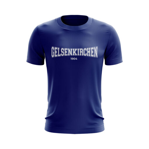 T-Shirt in Blau mit Schriftzug Gelsenkirchen in College Lettern, Geschenk, Souvenir