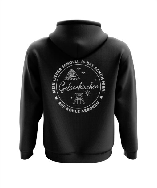 Gelsenkirchen Hoodie - Mein Lieber Scholli, is datschön hier - Ruhrpott Liebe - auf Kohle geboren - Kapuzenpullover in Schwarz - Unisex Männer Frauen - Föderturm