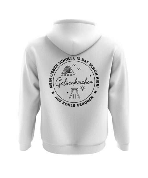 Gelsenkirchen Hoodie - Mein Lieber Scholli, is datschön hier - Ruhrpott Liebe - auf Kohle geboren - Kapuzenpullover in Weiß - Unisex Männer Frauen - Föderturm