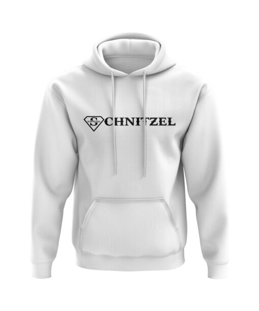 Hoodie in Weiß - Super Schnitzel - Schriftzug - Hot oder Schrott - Unisex