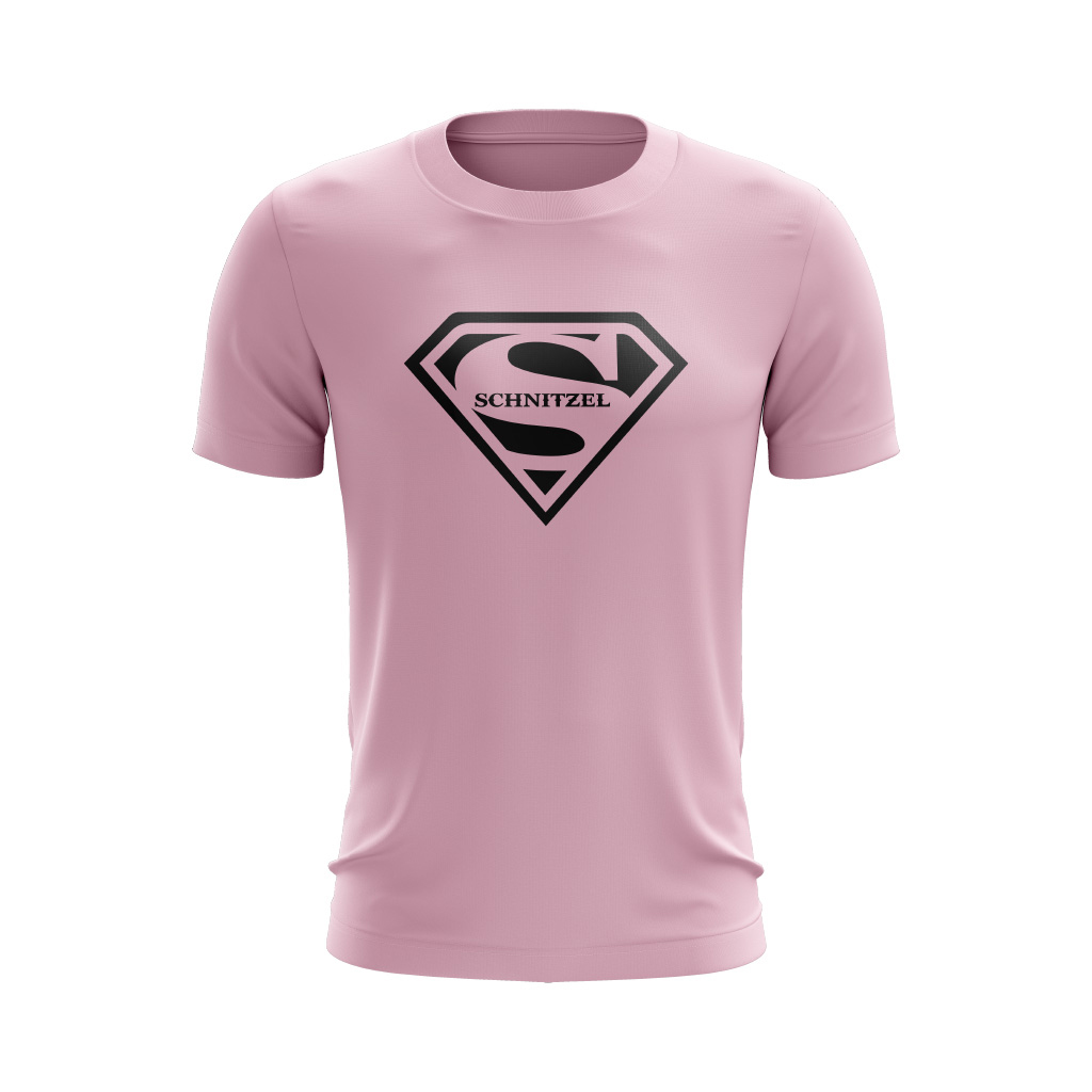 Schnitzel Fan-Shirt Superman Design 2024 in Rosa Unisex T-Shirt Damen Herren Frauen XS M L XL XXL 5XL - Absolut HOT