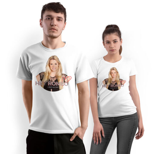 Christina May - T-Shirt "Hey Romeo" weiß, Unisex, Damen, Herren, Frauen Männer - offizieller Fan-Shop - Popschlager