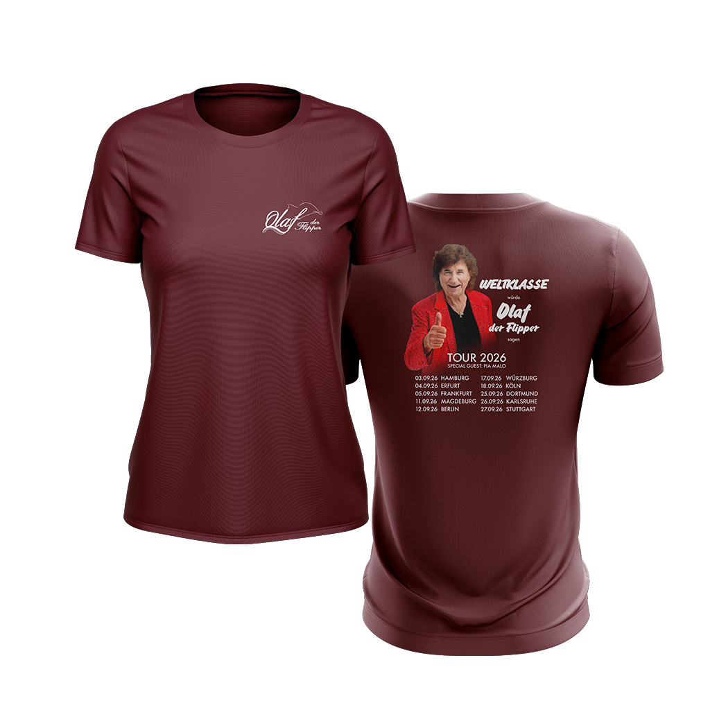 Olaf der Flipper, Damen T-Shirt, Tour 2026, Merchandise, Schlager